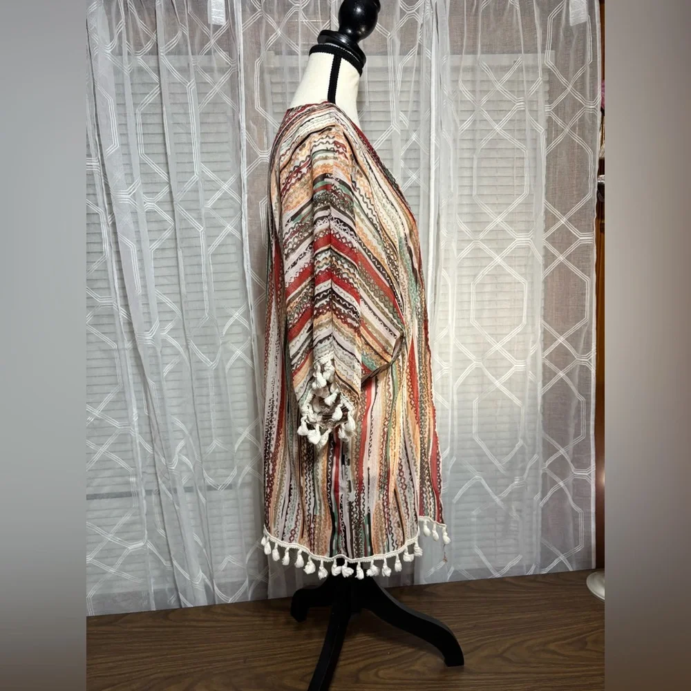Lilypad medium women’s duster/jacket southwest design Tassels sleeve & hem 29”L